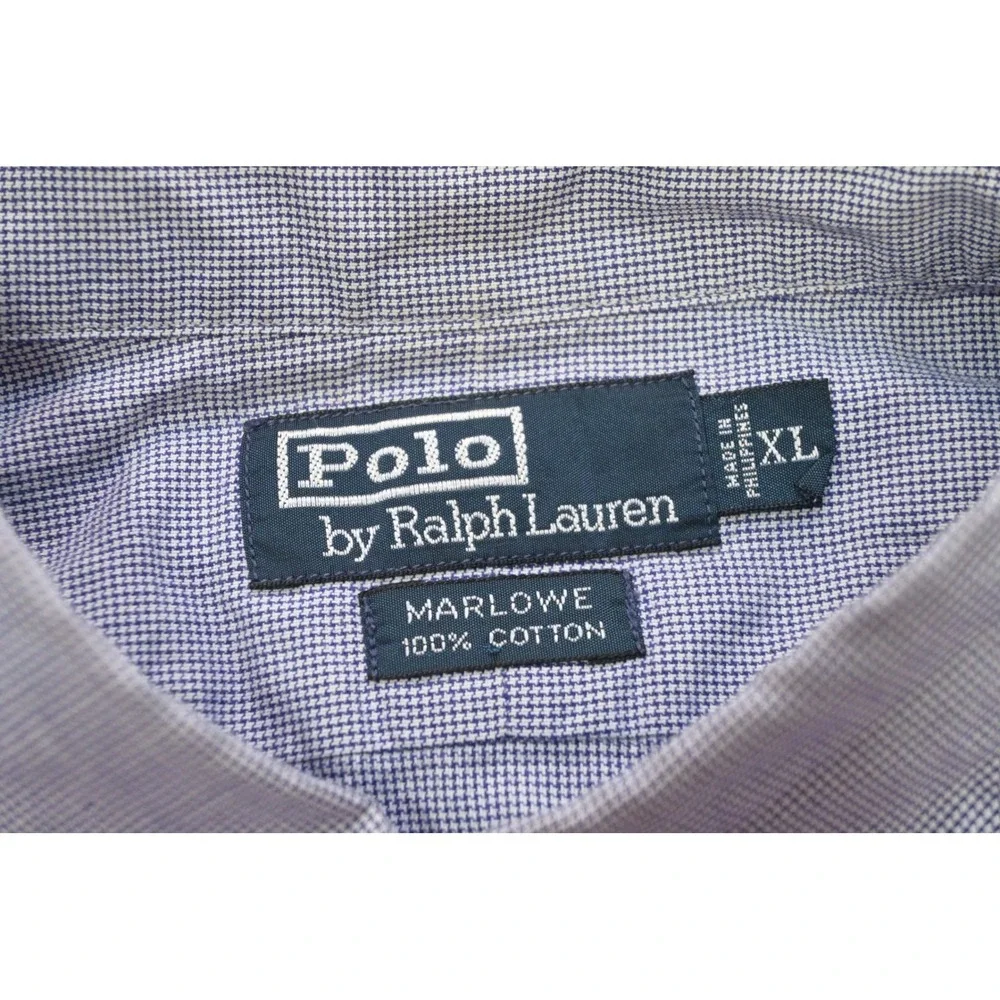 Polo Ralph Lauren Button Down Men XL Blue Plaid Marlowe Cotton Long Sleeve